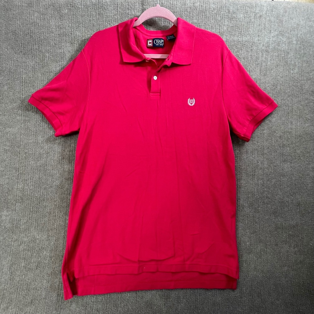 Chaps Men's XL Polo Shirt Pink/Red Short Sleeve Cotton Casual Classic Fit